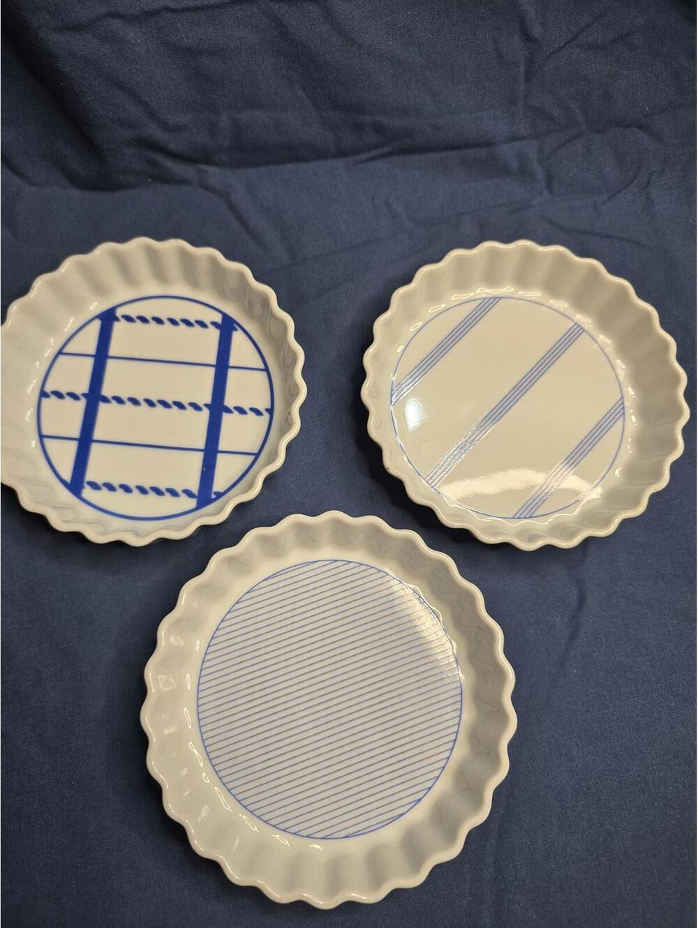 Set of 3 Vintage RUBEL and cO. LINEN bLUE Mini tart Plate